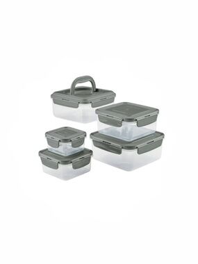 10 Piece Rachel Ray Gray Food Storage Container Set with Locking Lids